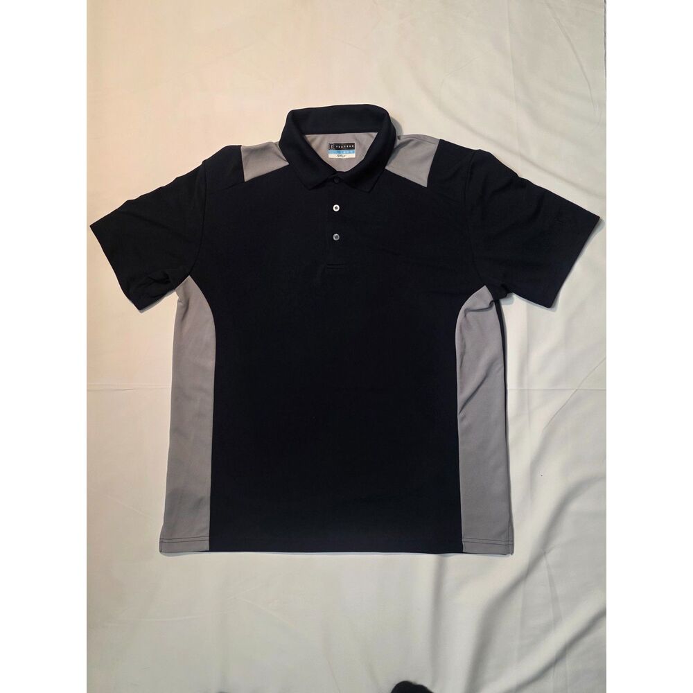 PGA Tour Airflux Men's Size XL Black Grey Colorblock Athletic Golf Polo Shirt